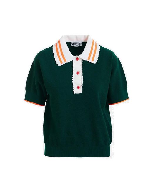 Essentiel Antwerp Green Kontrast Polo Top