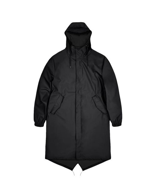 Rains Black Waterproof Fishtail Parka Jacket