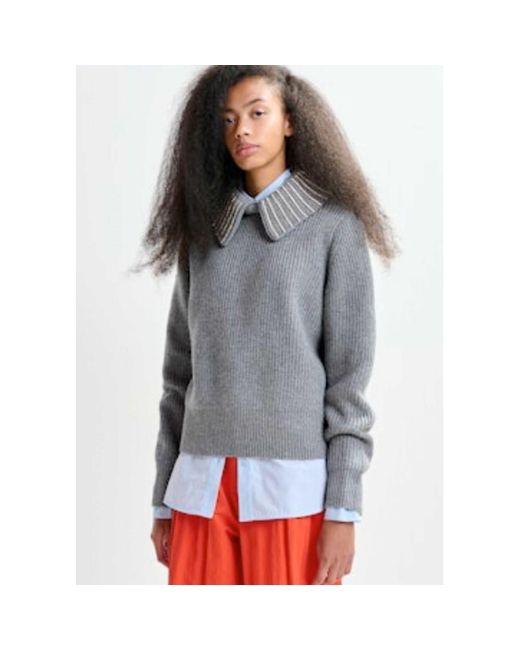 Essentiel Antwerp Gray Jimmer Oversized Collar Jumper