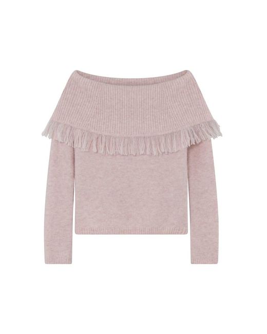 Day Birger et Mikkelsen Pink Mima Alpaca Wool Fringed Top