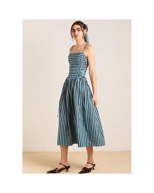 Damson Madder Blue Angelina Organic Cotton Midi Dress