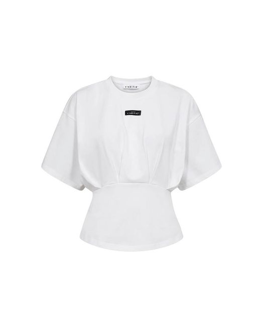 Haute L'Amitié White Romie Pleat Tee