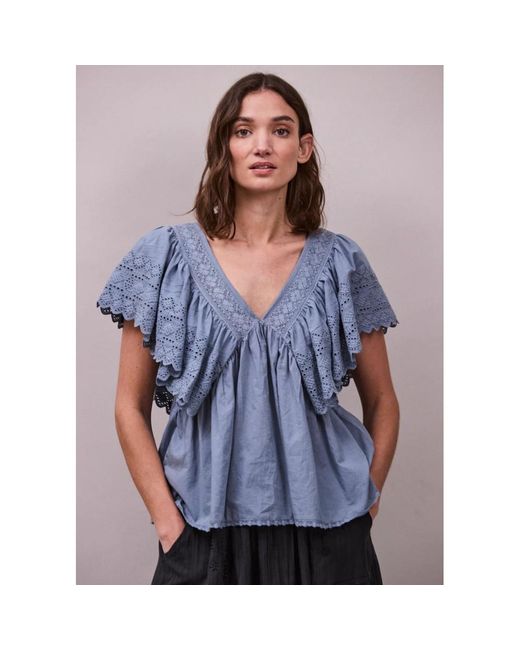 Faune Blue Camelia Cotton Top