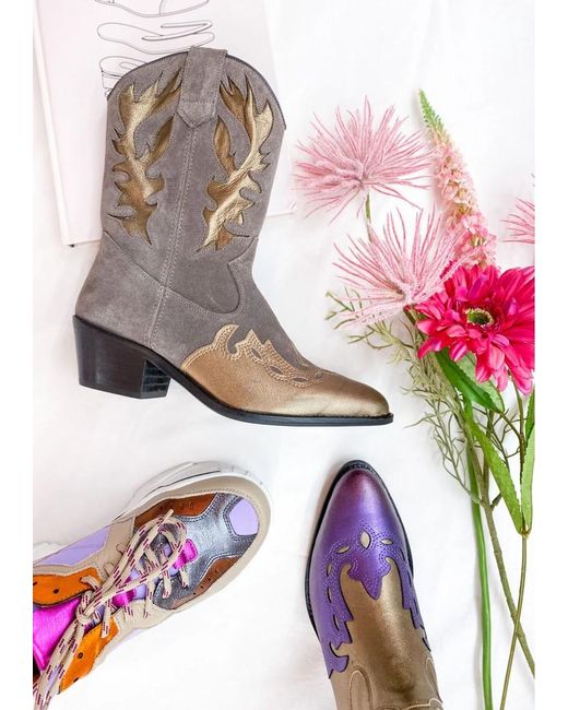 Grey suede western boots 2025