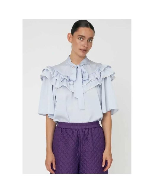 Stella Nova Blue Loose Blouse With Frills
