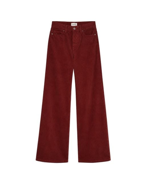 FRAME Red Le Slim Palazzo Corduroy Jeans