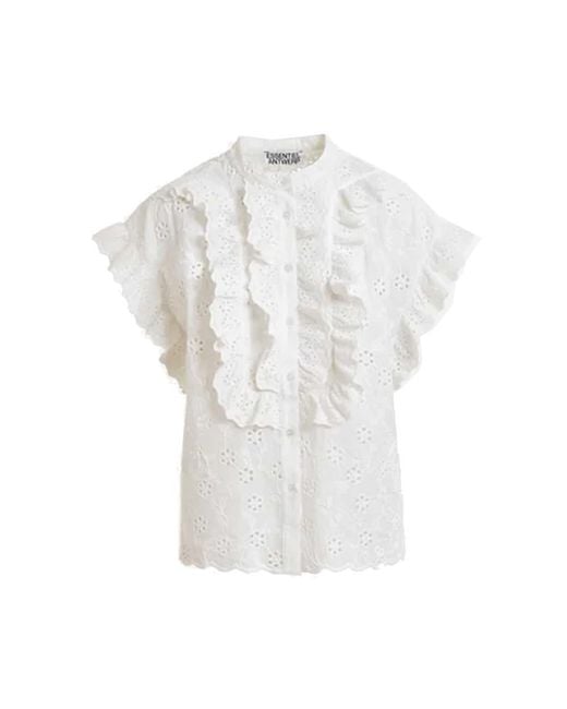 Essentiel Antwerp White Jellaba Embroidered Blouse