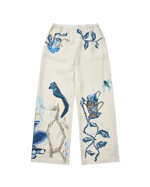 Munthe Blue Fabert Silk Trousers