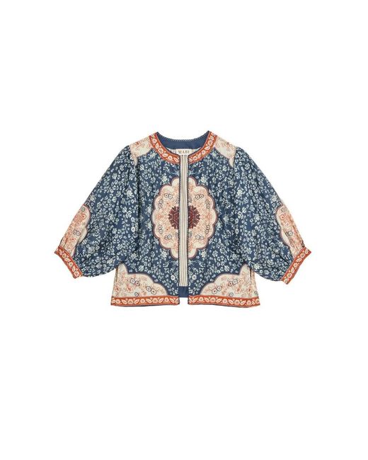 M.A.B.E Blue Ursa Printed Embellished Jacket