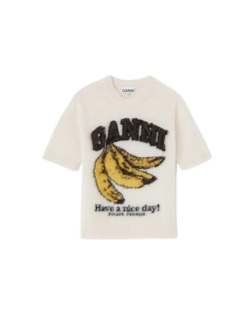 Ganni White Alpaca Graphic T Shirt