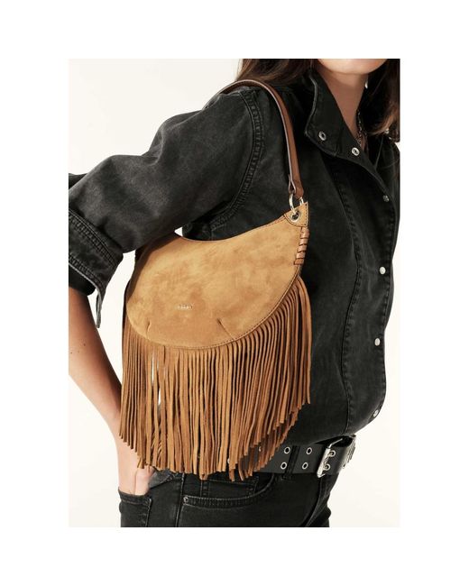 Ba&sh Black T Fringes Suede Bag
