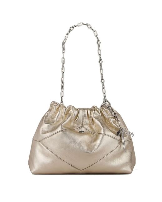 Ba&sh Natural June Mini Leather Tote Bag