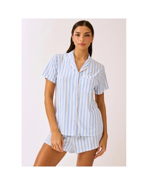 Stripe & Stare Blue Bedshort Pyjama Set