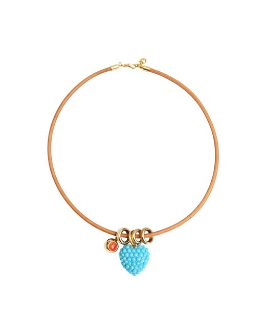 Roxanne Assoulin Metallic Leather Stone Slider Charm Necklace