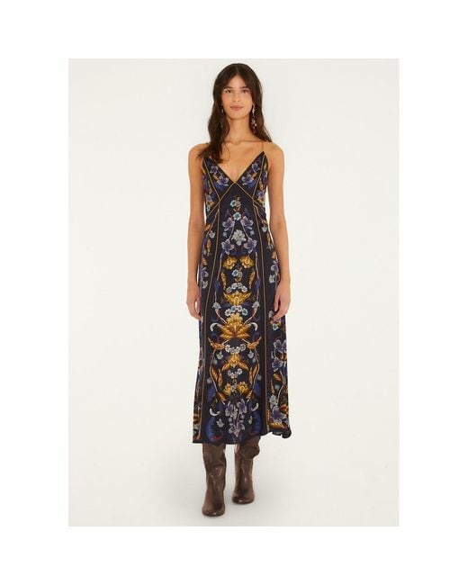 Farm Rio Blue Golden Nature Maxi Slip Dress