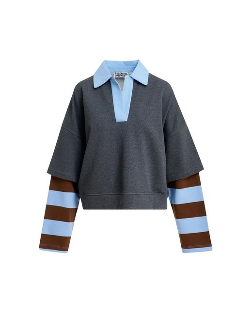 Essentiel Antwerp Blue Kantelou Layered Sweatshirt