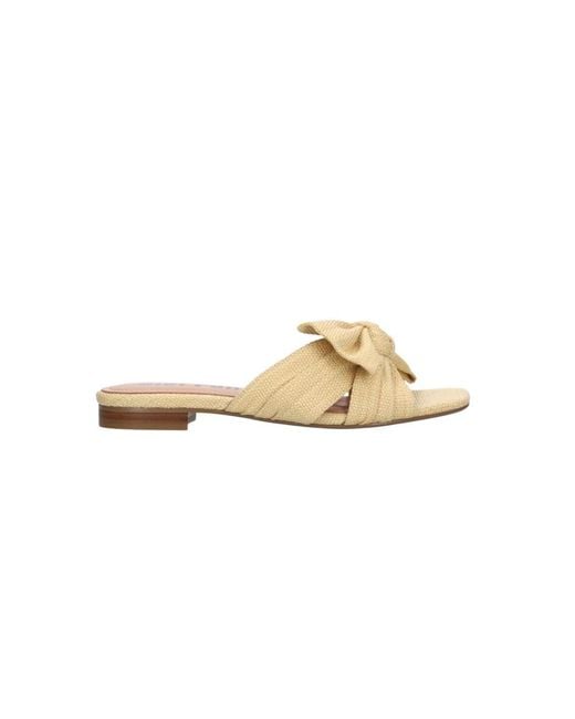 Bibi Lou Metallic Raffia Bow Slide Sandals