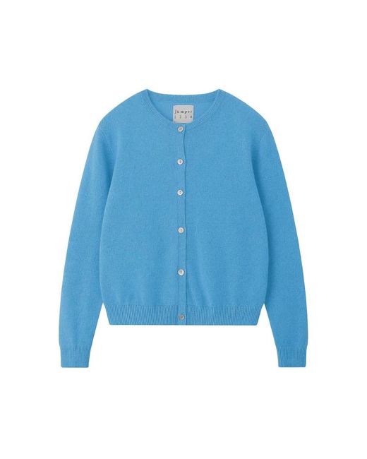 Jumper 1234 Blue Plain Crew Cashmere Cardigan