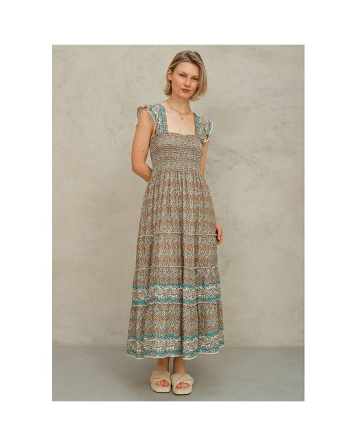 M.A.B.E Natural Jaci Print Maxi Dress