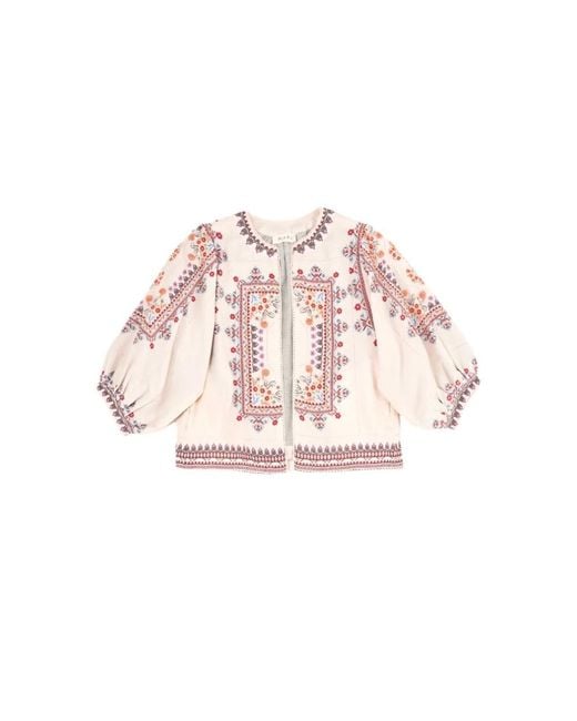 M.A.B.E Pink Eden Silk Cotton Print Jacket