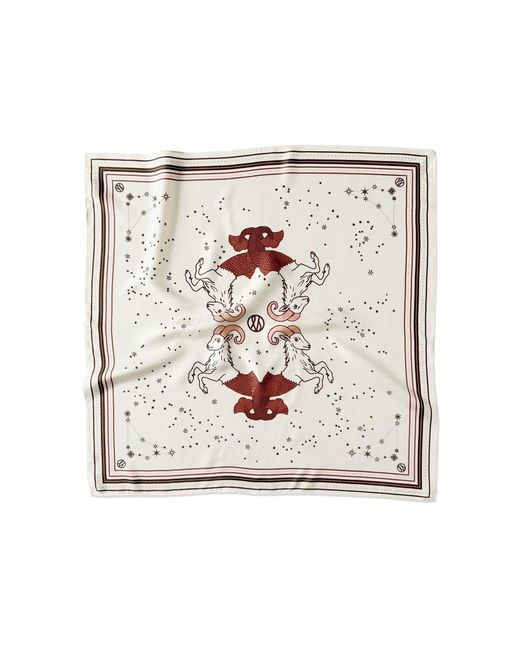 lescarf White Capricorn Silk Scarf 65