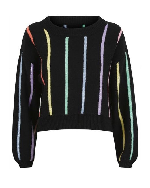 Olivia Rubin Black Haillie Rainbow Striped Sweater