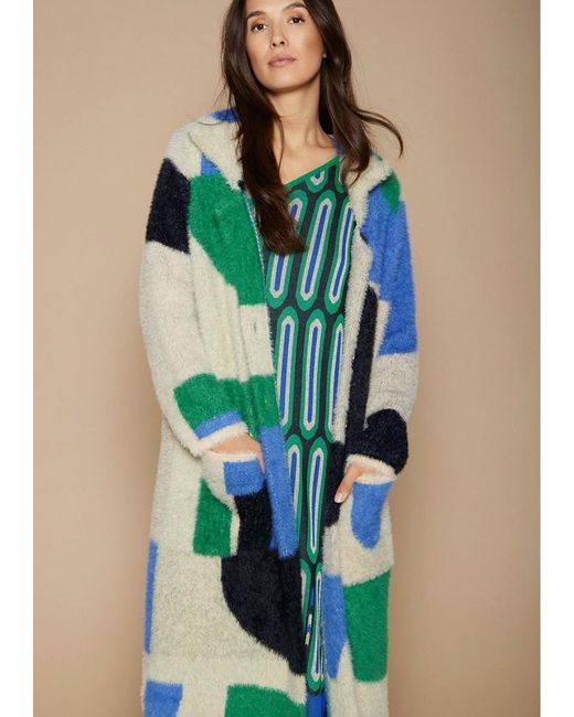 MEISÏE Blue Abstract Knitted Coat