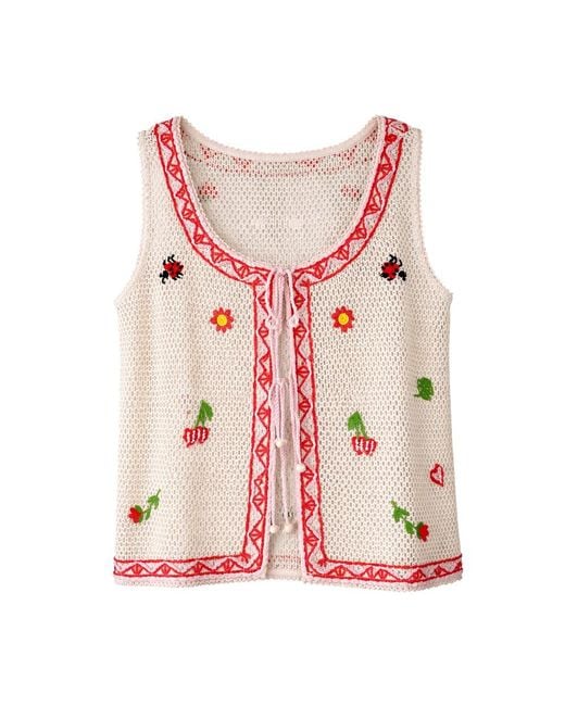 NOIB Pink Ziva Crochet Vest Top