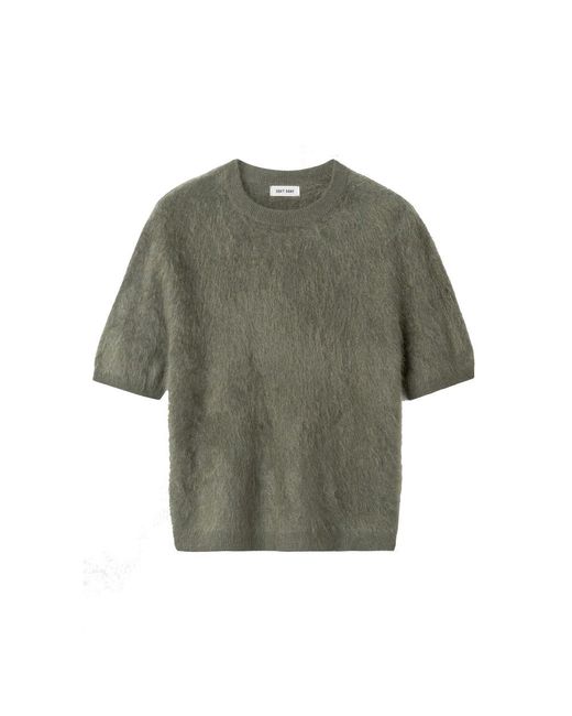 Soft Goat Green Brushed Short Sleeve Cashmere Top
