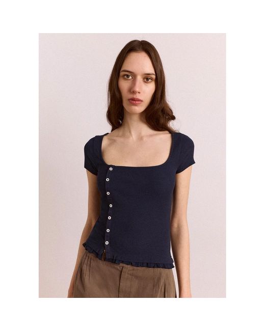 Damson Madder Blue Posie Short Sleeved Top