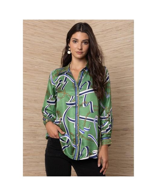 Hale Bob Green Chain Print Shirt