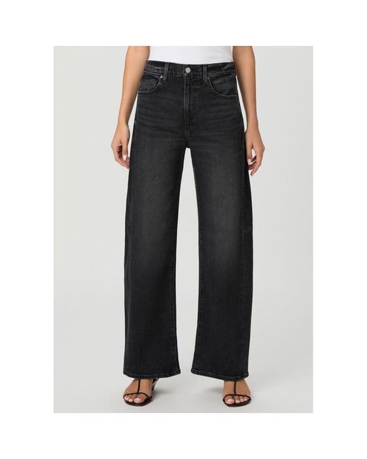 PAIGE Black Ariella Skimmer Barrel Jean