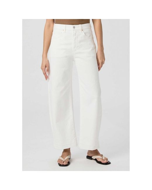 PAIGE White Arellia Ankle Barrel Leg Jean