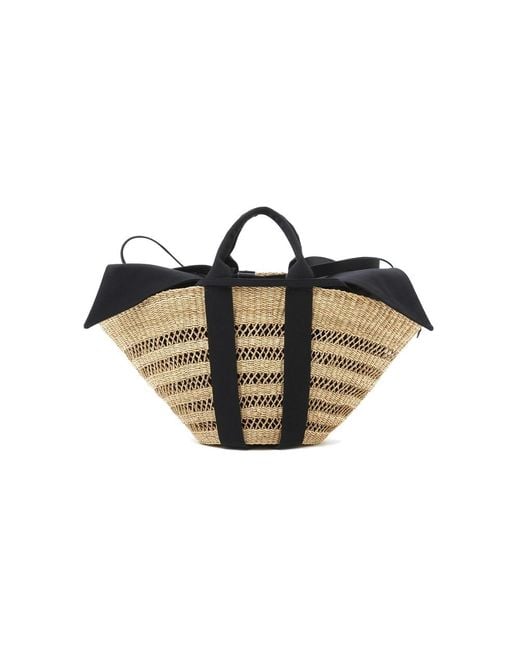 Muuñ Black Sophie Lace Straw Bag