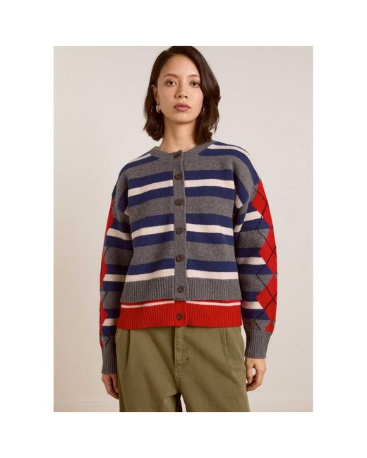 Damson Madder Blue Didi Double Layer Wool Cardigan