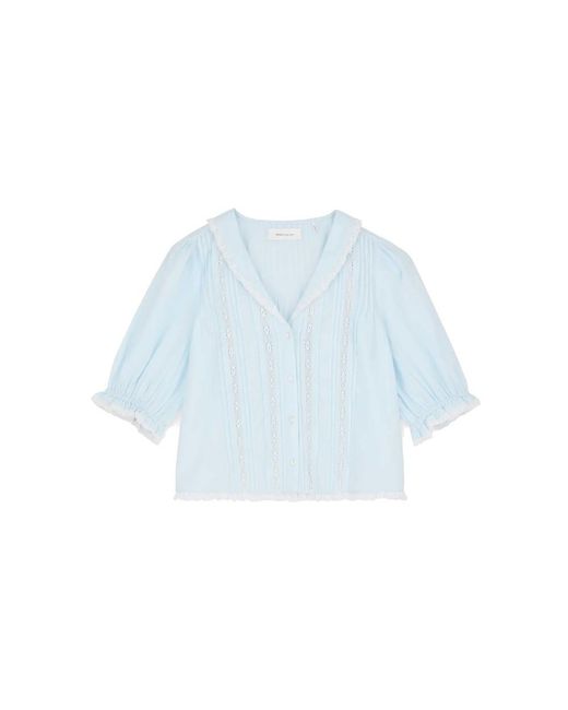 SKALL Blue Magnolia Organic Cotton Short Sleeve Blouse