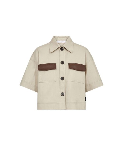 Haute L'Amitié Natural Bowie Crop Pocket Cotton Shirt