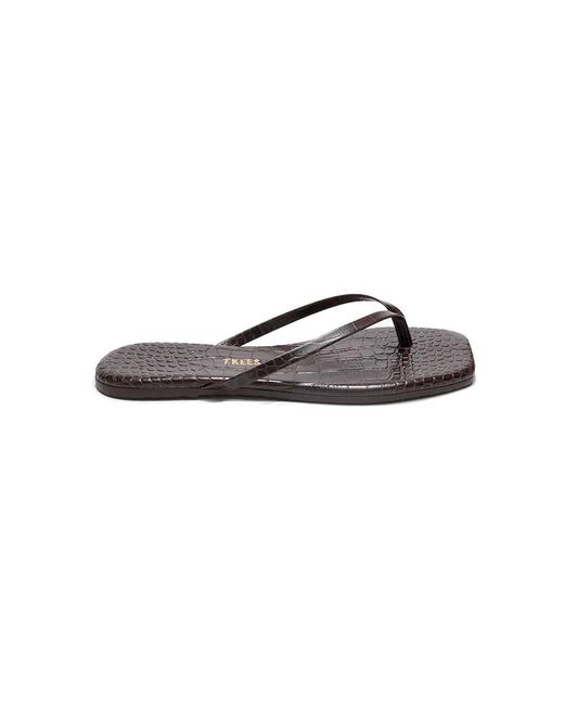 TKEES Brown Lily Square Toe Flip Flops