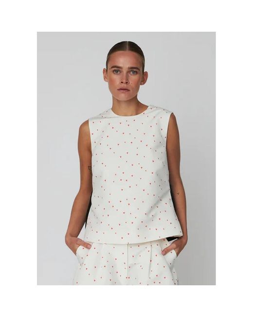 Stella Nova White Heart Printed Bow Top