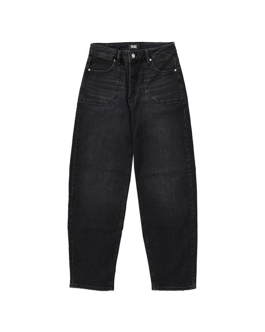 PAIGE Black Alexis High Rise Barrel Leg Jean