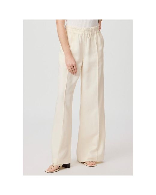 PAIGE White Harper High Rise Wide Leg Trousers