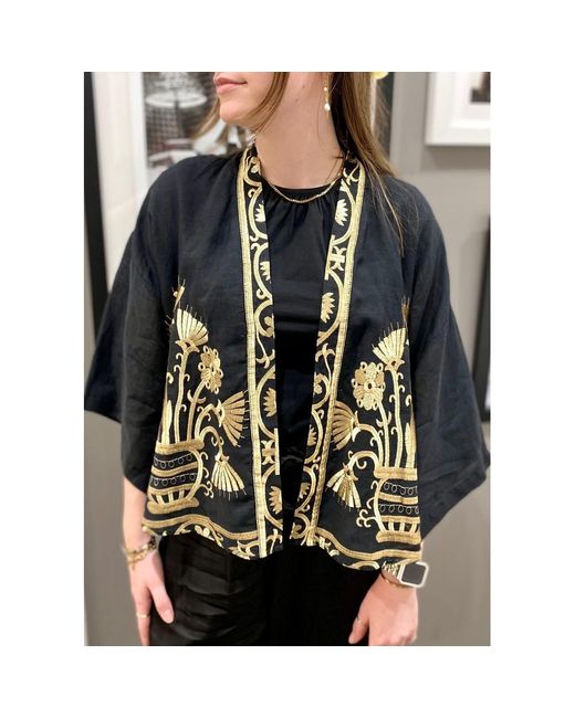 Greek Archaic Kori Black Crete Kimono Jacket