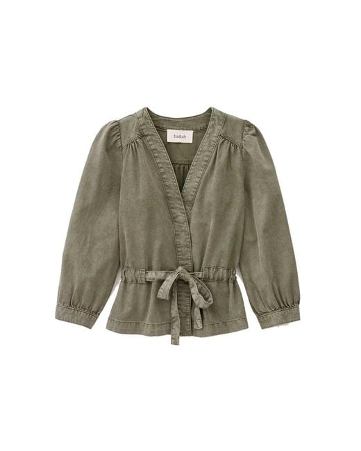 Ba&sh Green Olavina Organic Cotton Wrap Top