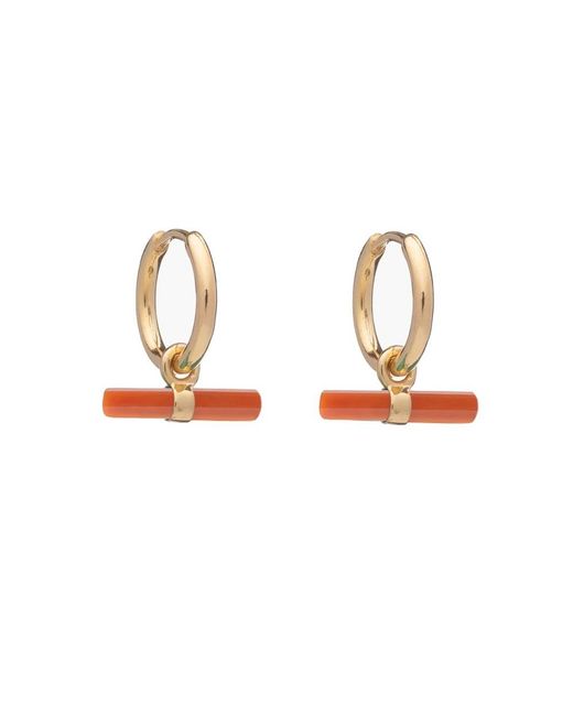 Rachel Jackson Metallic Vitality Carnelian T-Bar Huggie Earrings
