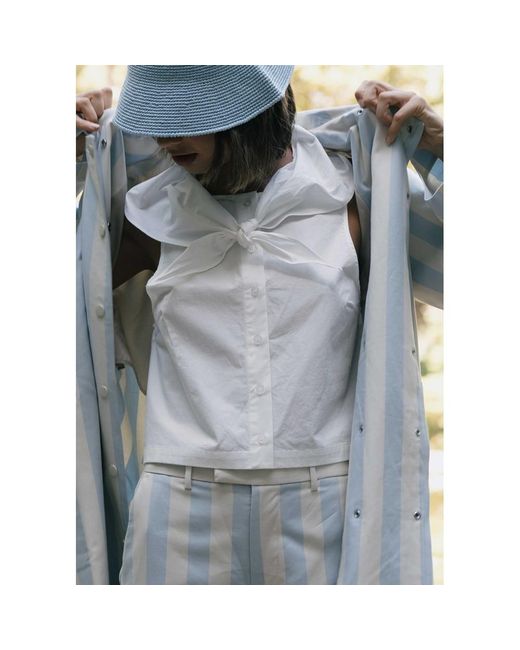 The Tiny Big Sister Gray Scarf Neck Cotton Blouse