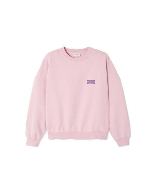 American Vintage Pink Plizzy Cotton Sweatshirt