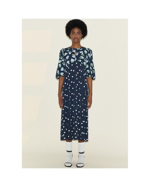 SAMDI Blue Dahlia Midi Dress