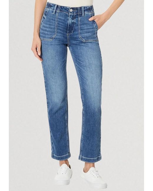 PAIGE Green Mayslie Straight Ankle Jeans