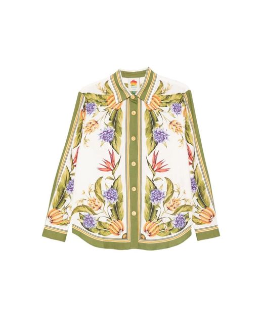 Farm Rio Metallic Tropical Scarf Shirt