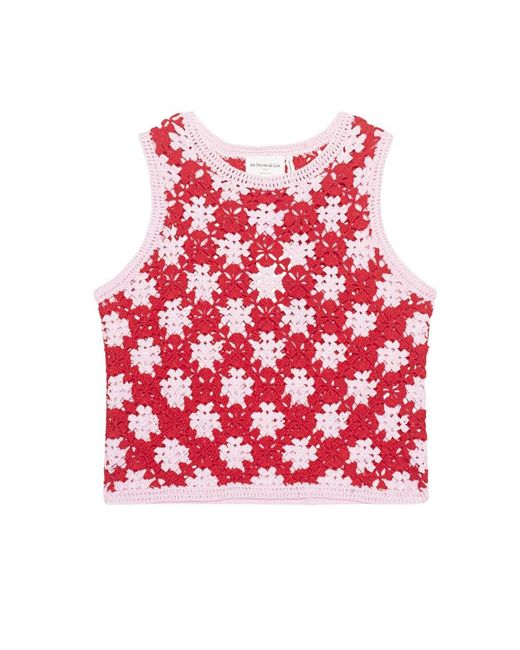 Les Tricots de Léa Red Douny Cotton Crochet Top